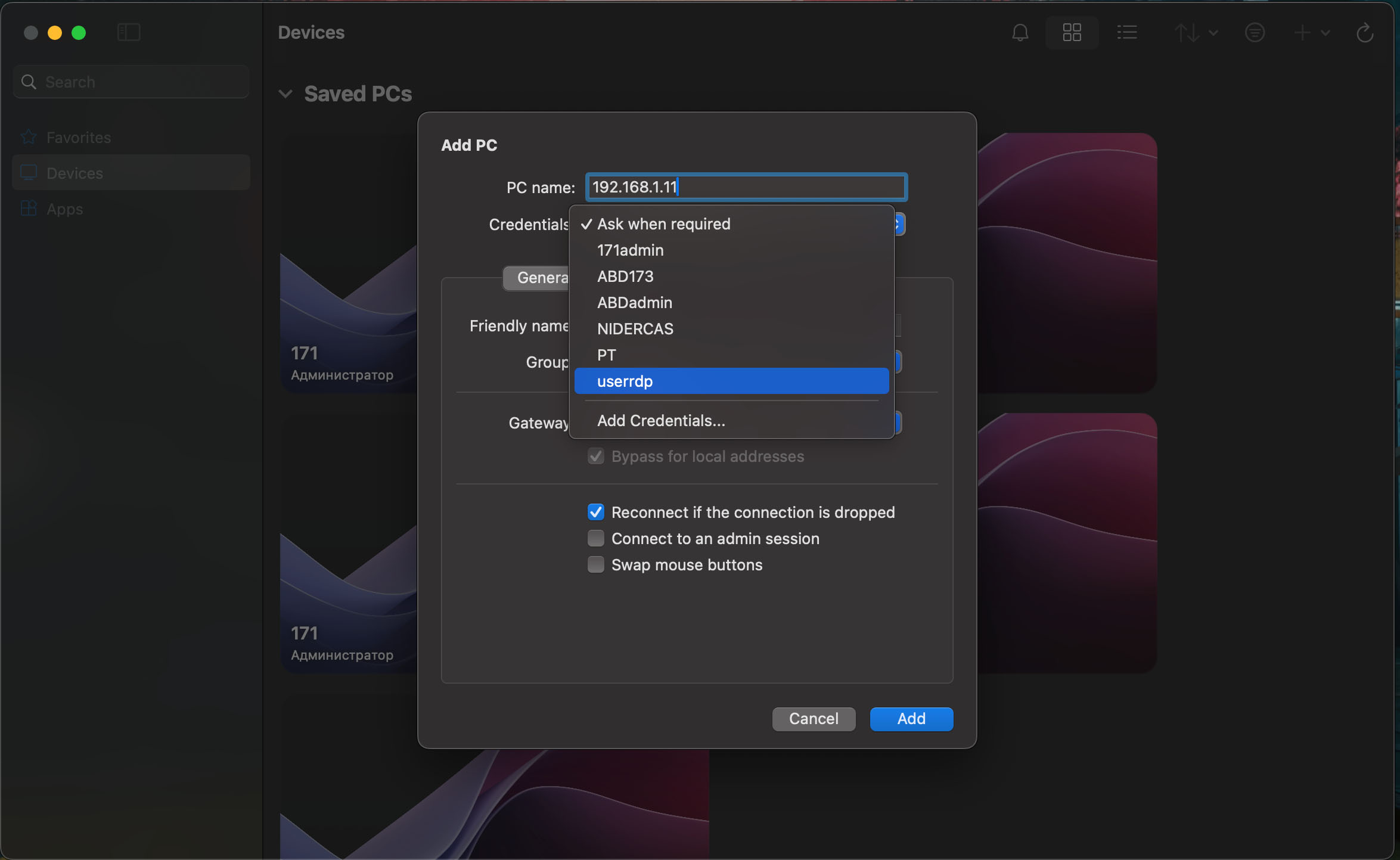 windows app credentials users
